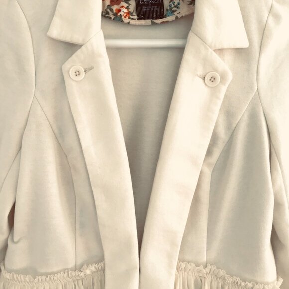 VTG Free People cream jacket women's 8 sheer peplum holiday bohemian hippie - Picture 4 of 8